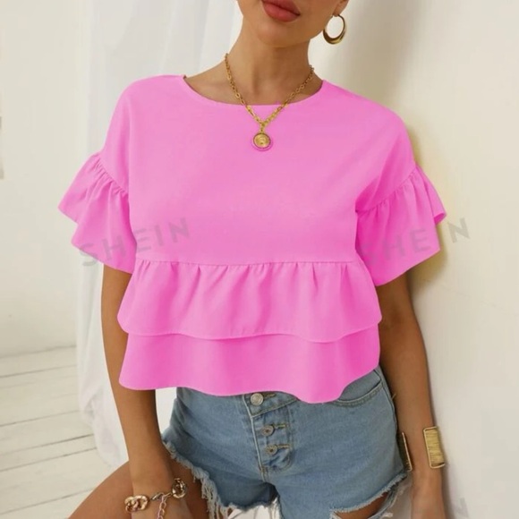 SHEIN Neon Pink Blouse - Picture 1 of 5